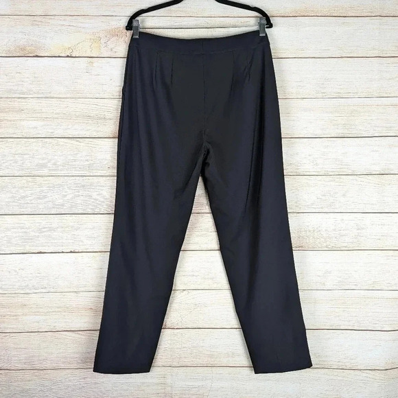 St. John Caviar Women’s Size 10 Straight Wide Leg Woolen Pants High Rise Black - Picture 9 of 12